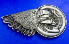 Eagle Head Wing Skull Motorcycle Wheel Rim Biker Punk Vibe Belt Buckle