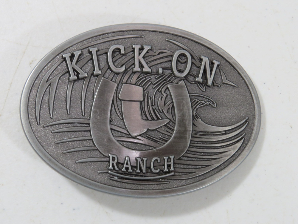 Kick On Ranch Large Western Belt Buckle Heavy 3.5 » x 2.5 »