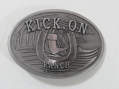 Kick On Ranch Large Western Belt Buckle Heavy 3.5 » x 2.5 »