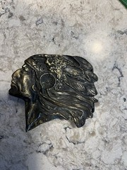 Vintage Indian Chief Head Motorcycle Brass Belt Buckle Native American Made USA