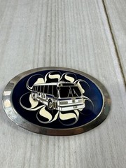 Bus Enamel belt buckle Blue White Transportation Drivers