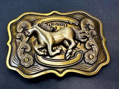 Running Horse Mustang Award Trophy Style Large HUGE Rodeo Cowboys Belt Buckle