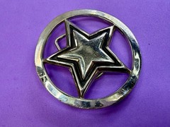 Famous Stars & Straps Five Point Star Logo See-Trough Silver Color Belt Buckle