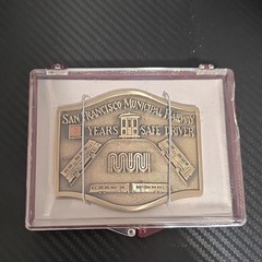 Octanner SF Municipal Railway Safe Driver Gold Tone Brass Belt Buckle 1.75in