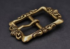 Retro Brass Flower Pin Center Bar Belt Buckle for Leather Belt Fit 33mm Strap