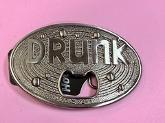 DRUNK NOS Funny Humor Novelty Belt Buckle with Bottle Opener