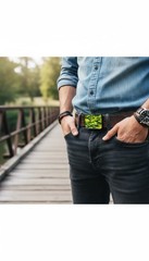 New Men Women Black Metal Fashion Belt Buckle Army Green Camouflage Camo Print