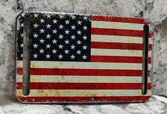 GRIP6 BELT BUCKLE – RUSTIC HERITAGE USA FLAG – THIN – 1.5 INCH WIDE