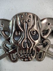 Skull And Swords Silver Colored Belt Buckle