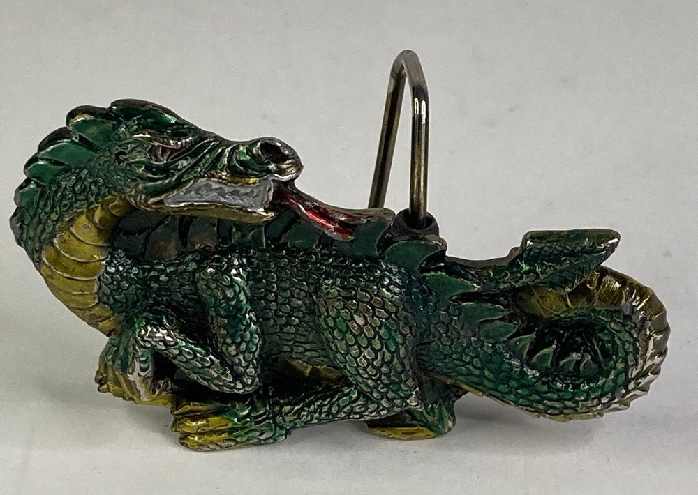 Vintage 1984 Baron Solid Brass Multi-Color “Dragon” #H1422 3” 3D Belt Buckle