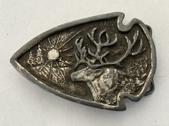 Vintage Elk Deer Sunshine Trees Scene Belt Buckle Heavy Triangle Sec Cast USA