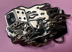 Flaming Hot Dice Gambling Board Game Casino NOS Belt Buckle by Silver Moon
