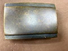 Rustic Simple Plain Textured Border Brass Tone Rectangular Belt Buckle