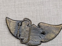 vintage 1970s belt buckle HONDA eaglewings MOTORCYCLE western BRASS patina
