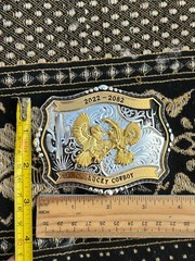 Western Buckle Gold Black Silver Roosters Cowboy 2 »Buckle Hebilla Vaquero Gallo