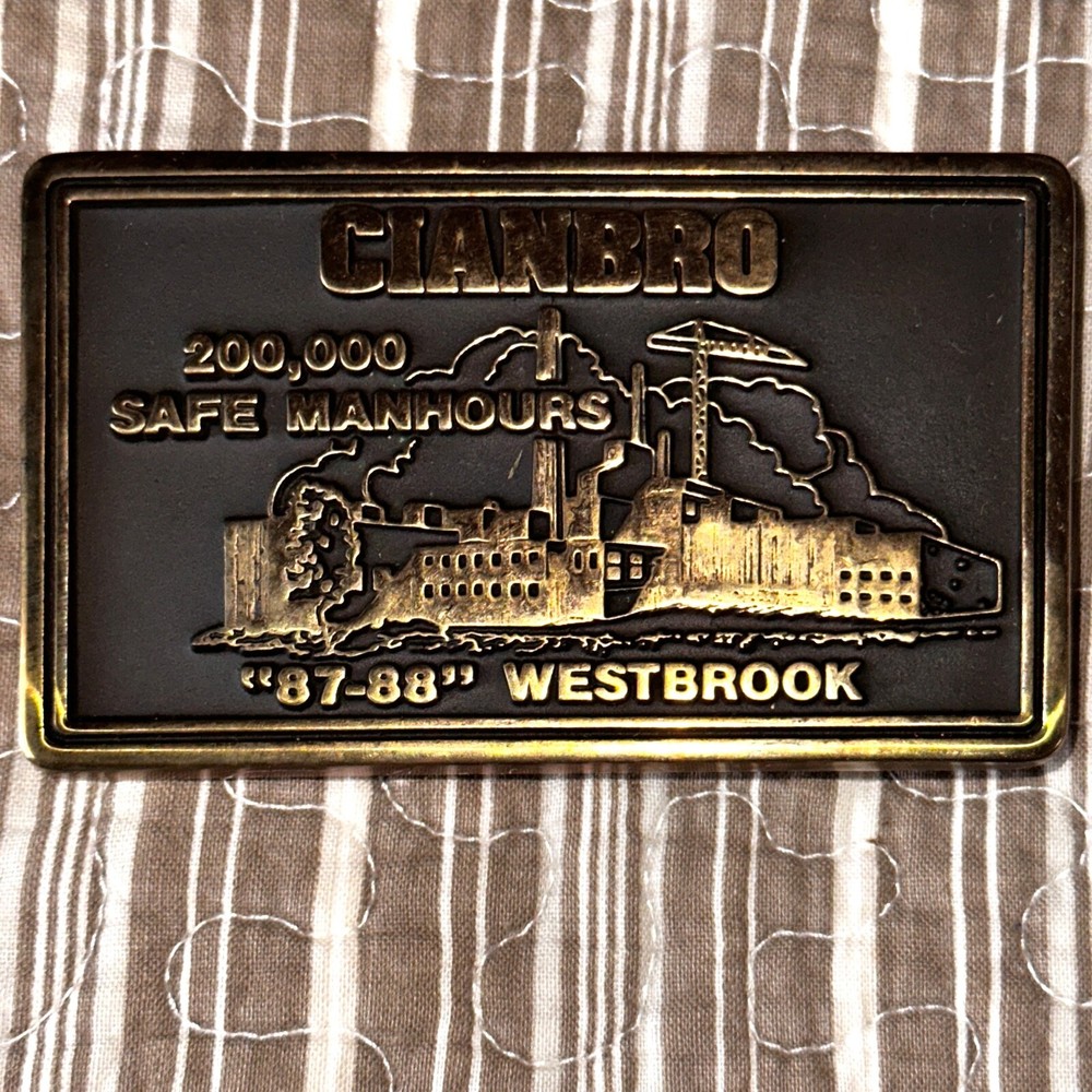 CIANBRO WESTBROOK 1987-88 BELT BUCKLE Anacortes Brass, USA RARE MADE IN USA