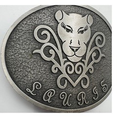 Paurss Lioness Belt Buckle Vintage Western Animal Motif Pewter Tone Metal