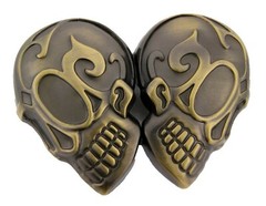 Skull Belt Buckle Cross bones Metal Silver Tattoo Mens Women Halloween Costume