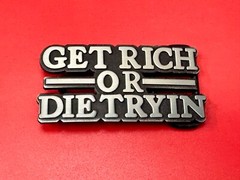 Get Rich Or Die Tryin Modern Hustler Block Letter Novelty Life Goal Belt Buckle