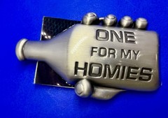 One For My Homies Bottle Novelty Cutout Silver Moon Belt Buckle New With Tags
