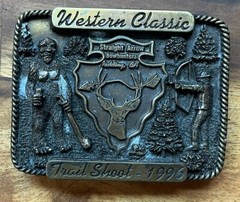 1996 Vintage Bronze Plated Western Classic Trail Shoot Belt Buckle