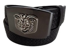 WASHED UP HOLLYWOOD #075BK SILVER & BLACK 1.5&Prime; LION CHECKER PLATE BELT BUCKLE