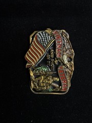 RARE Vintage Y2K Vietnam Veteran And Proud Of It Belt Buckle Eagle Flag Patrioti
