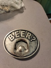 BEER? BELT BUCKLE / BOTTLE OPENER 3 1/2 x 3 New