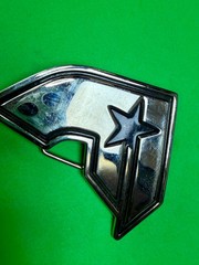 Famous Stars & Straps Silver Black Star Logo Metal Y2K Belt Buckle