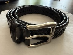 Imitation Leather Braided Belt Dark Brown Size 42 Silver Buckle Men&rsquo;s Casual
