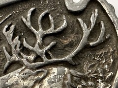 Vintage Elk Deer Sunshine Trees Scene Belt Buckle Heavy Triangle Sec Cast USA
