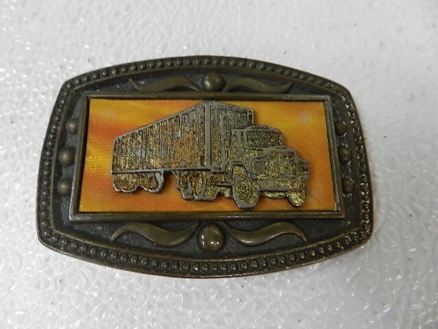 Vintage BELT BUCKLE C11 NEW YORK BIG RIG SEMI 18 WHEELER TRUCKER STYLE