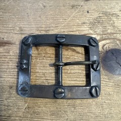 1970s vintage SOLID BRASS belt buckle WESTERN brutalist MACHINE cowboy biker