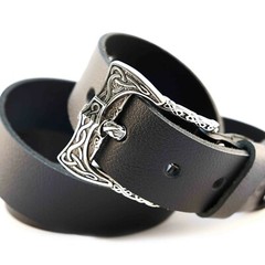 German silver belt buckle Viking Axe, pin type Old Norse Scandinavian military
