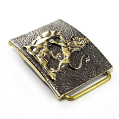 Brass belt buckle Rampant Lion, Royal coat of arms, Lion, Galicia belt buckle