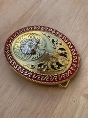 Western Buckle Oval Silver Gold Red Horse Head Cowboy 2 » Hebillas Vaqueras