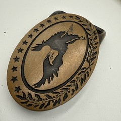 Cowboy Belt Buckle Brass Leather Bald Eagle Western Patriotic Mens 1970s Vintage