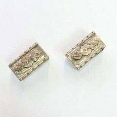 Hecho En Mexico Belt Buckle Set Sterling Silver 925 Flowers Glam fits 20mm Belt