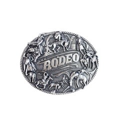 Vintage Silver Plated Rodeo Cowboy Man Western Belt Buckle Boucle de ceinture