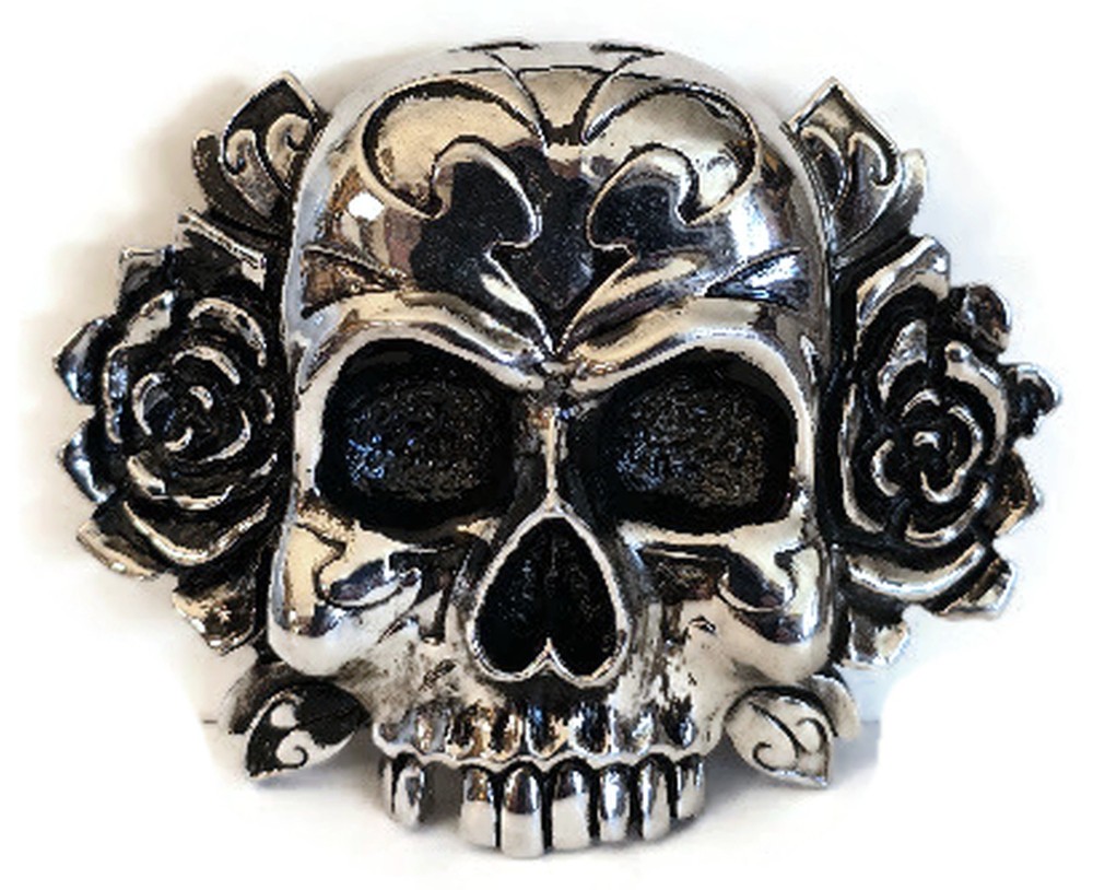 AB STEEL by AL BERES BUCKLES ONLY! #ST120 1 PIECE LARGE 1.5&Prime; TRIBAL SKULL BUCKLE