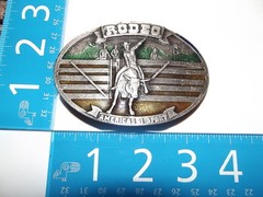 Vintage 1970s Arroyo Grande Belt Buckle Pewter Rodeo Americas 1 Sport
