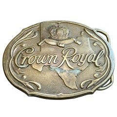 Vintage Crown Royal Western Metal Bronze tone Color Heavy Duty Belt Buckle