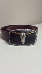 Longhorn Bull Skull Belt Buckle – Antique Brass & Gunmetal Finish