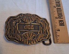 Vintage Oden Inc Personalized Solid Brass Belt Buckle Says « JOE »