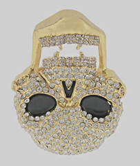 Skull Belt Buckles Men Women Full Rhinestones Skeleton Vintage Gold Metal Pirate