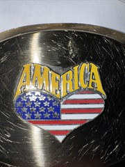 Vintage America Heart Flag Gold Belt Buckle Rare Fast Free Shipping