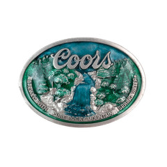 Coors Belt Buckle 3D Blue Green Silver Rocky Mountain Frozn Color Oval