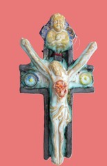 Wall Cross Jesus cross Pottery Studio Stoneware ceramic Hand Craft Canada