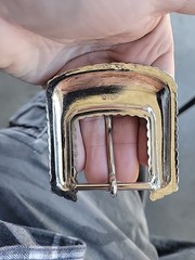 Vintage Flame Biker Style Belt Buckle Silver Tone Black