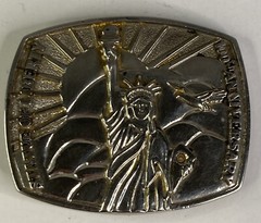 Large Metal “100th Anniversary Statue of Liberty” 3” Rectangle Belt Buckle